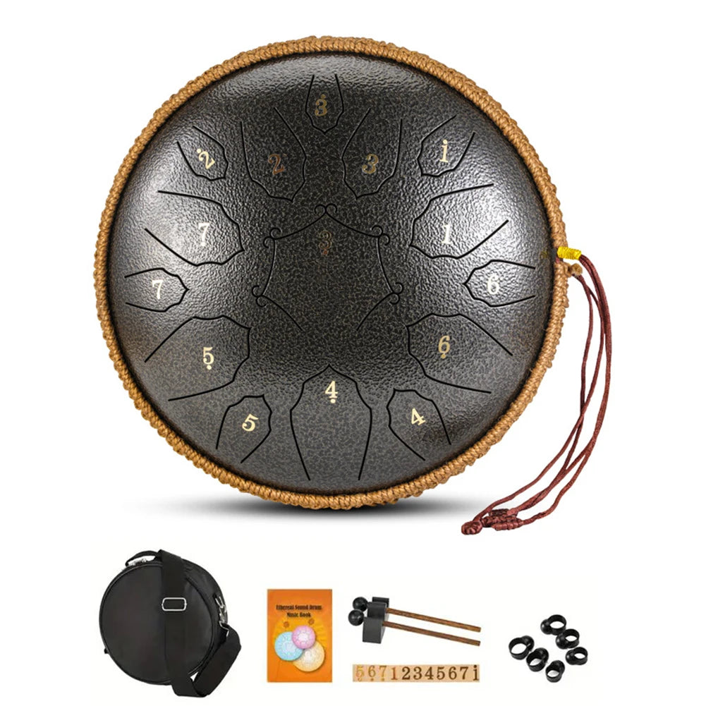 12 Inch 15 Notes Music Drum Steel D Tone Ethereal Drum with Handbag Drumsticks Percussion Musical Instrument For Child Beginner - Premium  from Lizard Vigilante - Just $99.99! Shop now at Lizard Vigilante