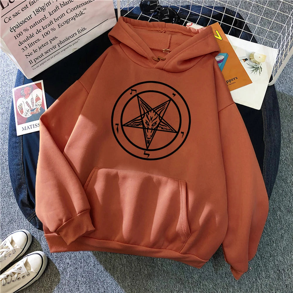 Pentagram Gothic Occult Satan Printed Women Hoodies All-match Street Style Female Pullover Casual Clothing Harajuku Unisex Tops - Premium hoodie from Lizard Vigilante - Just $39.99! Shop now at Lizard Vigilante