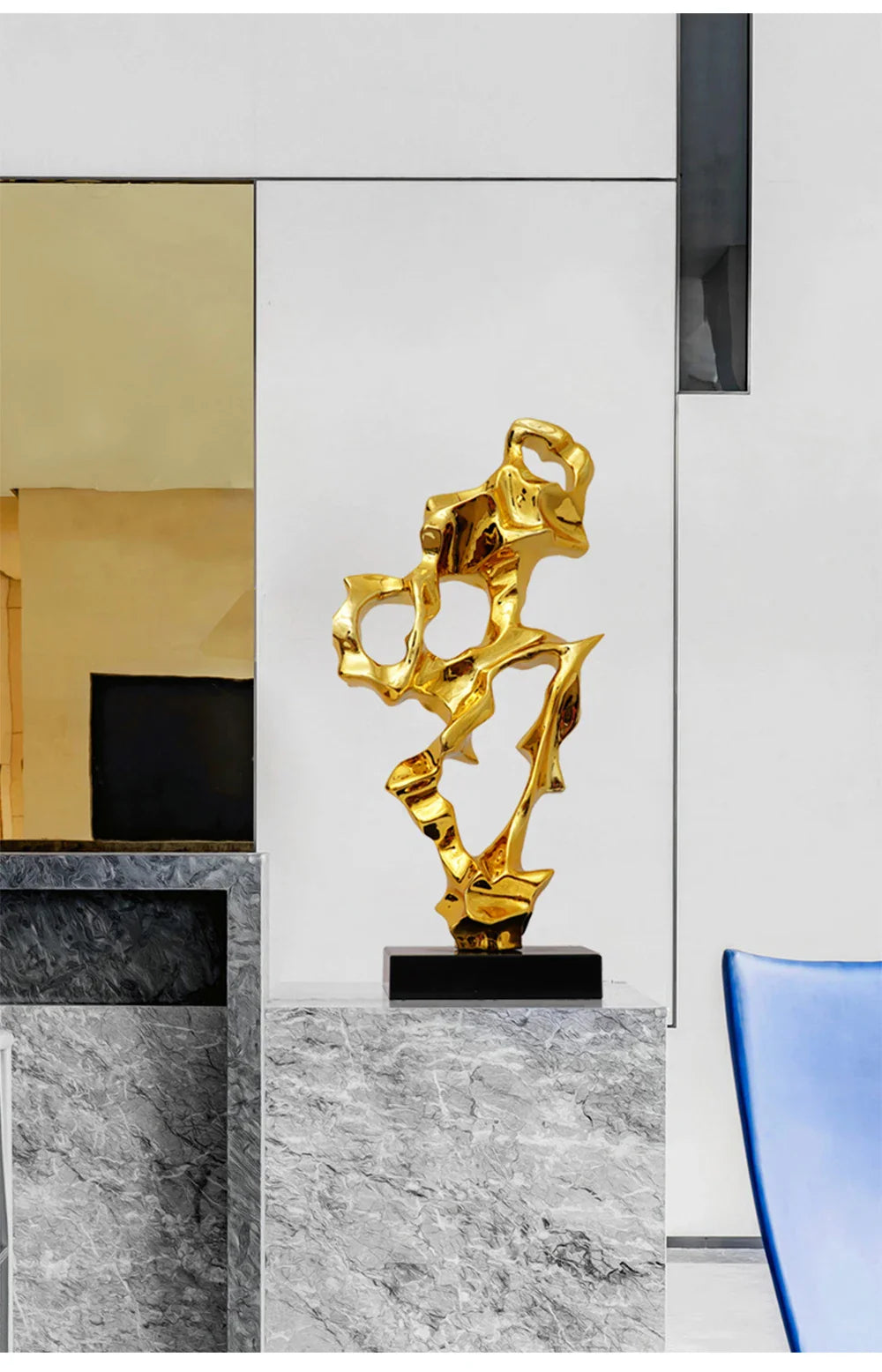 Abstract Art Sculpture Electroplating Transparent Resin Craft Model Modern Home Decor LivingRoom Office Desktop Statue Ornaments