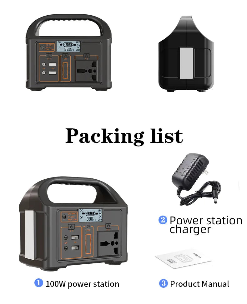 PowerBeast 100W Portable Solar Power Station – 24600mAh AC/DC Emergency Power Bank for Camping, Outdoor Adventures & Home Backup - Premium power station from Lizard Vigilante - Just $249.99! Shop now at Lizard Vigilante