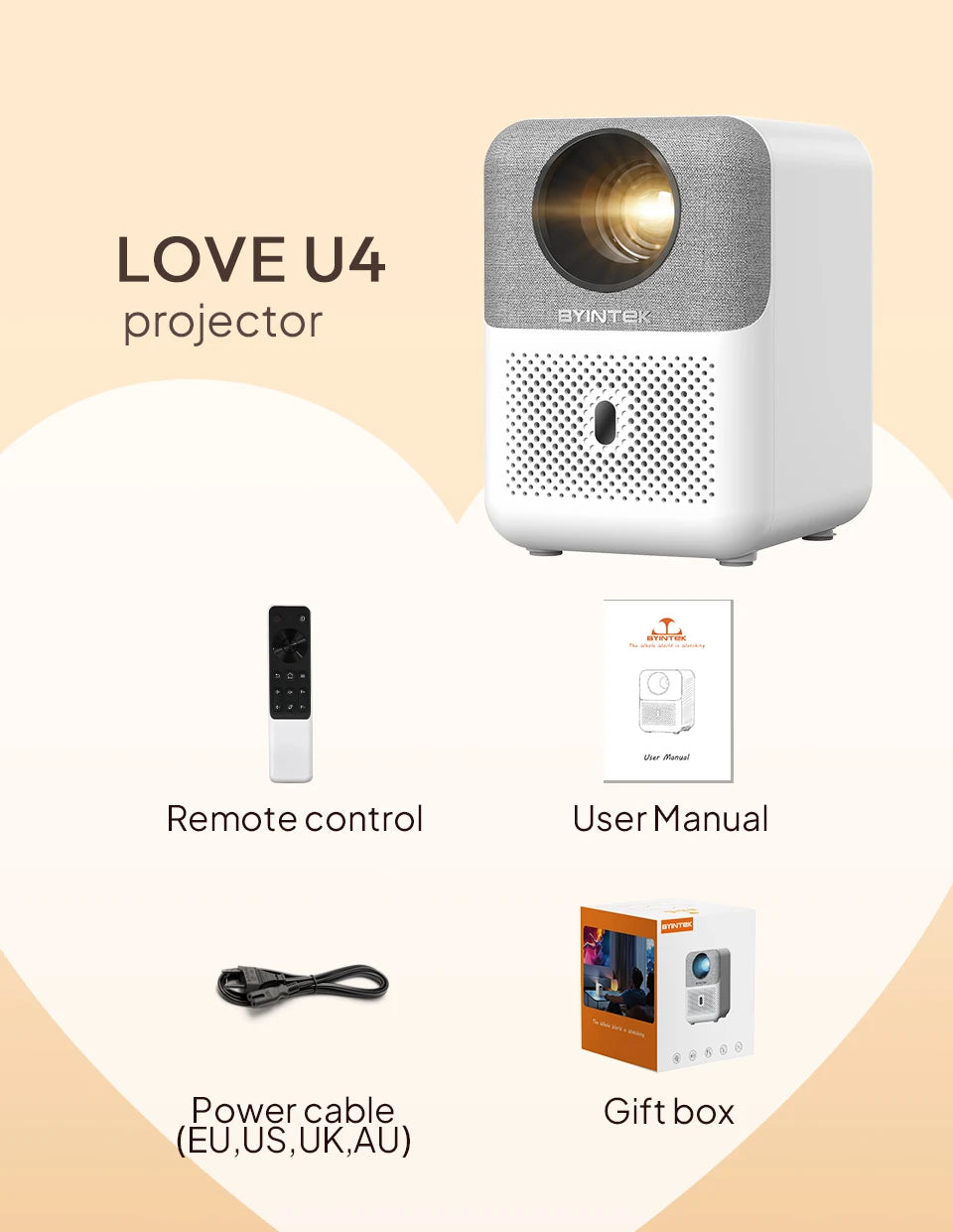 BYINTEK LOVE U4 Smart Mini Home Theater Projector – 4K 1080P Video with WiFi for Smartphone Cinema - Premium projector from Lizard Vigilante - Just $199.99! Shop now at Lizard Vigilante