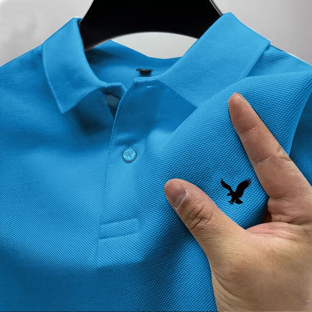 Summer New Eagle POLO Shirt Men's Lapel Casual Versatile Business High Quality Breathable Short Sleeve Printed Multicolor T-shirt Top - Premium polo shirt from Lizard Vigilante - Just $27.99! Shop now at Lizard Vigilante