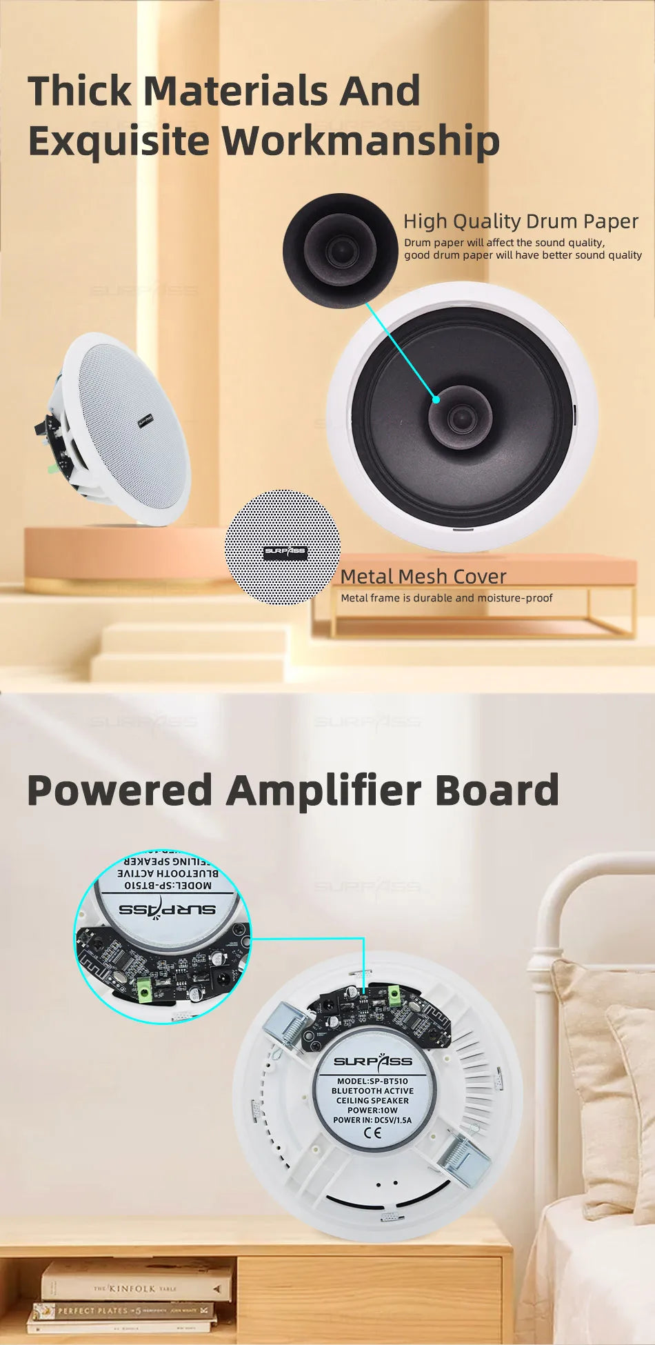 10W Bluetooth Ceiling Speaker with 6-Inch Full-Range Driver – Built-In Digital Class D Amplifier for Immersive Home Audio - Premium bluetooth speaker from Lizard Vigilante - Just $81.99! Shop now at Lizard Vigilante