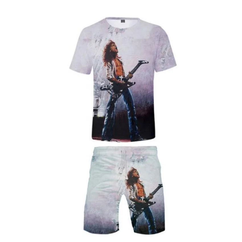 Eddie Van Halen T-Shirt & Shorts 2pc Set 3D Print Summer Short Sleeve and Beach Shorts Casual Sportswear - Premium  from Lizard Vigilante - Just $39.79! Shop now at Lizard Vigilante