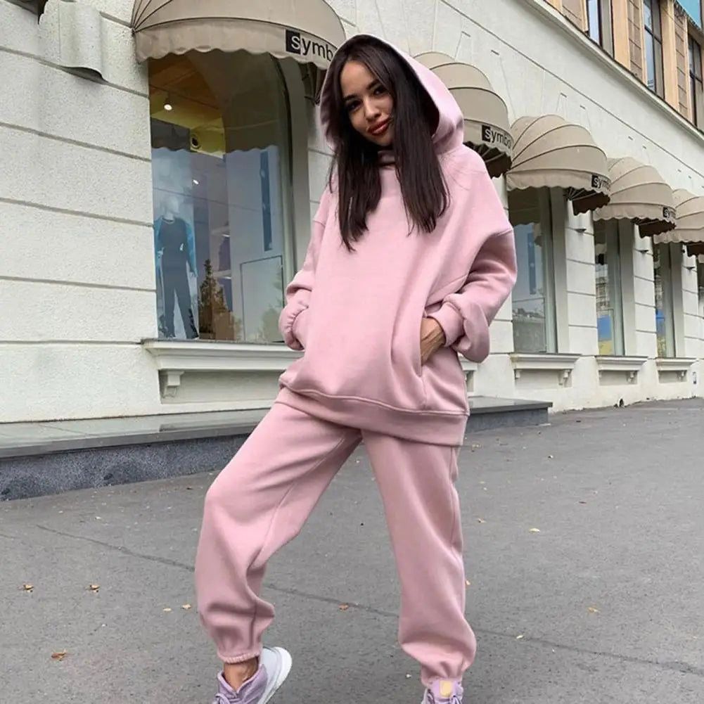 Women's Two-Piece Tracksuit Set – Hooded Sweatshirt & Sweatpants for Spring and Autumn - Premium hoodie set from Lizard Vigilante - Just $28.88! Shop now at Lizard Vigilante