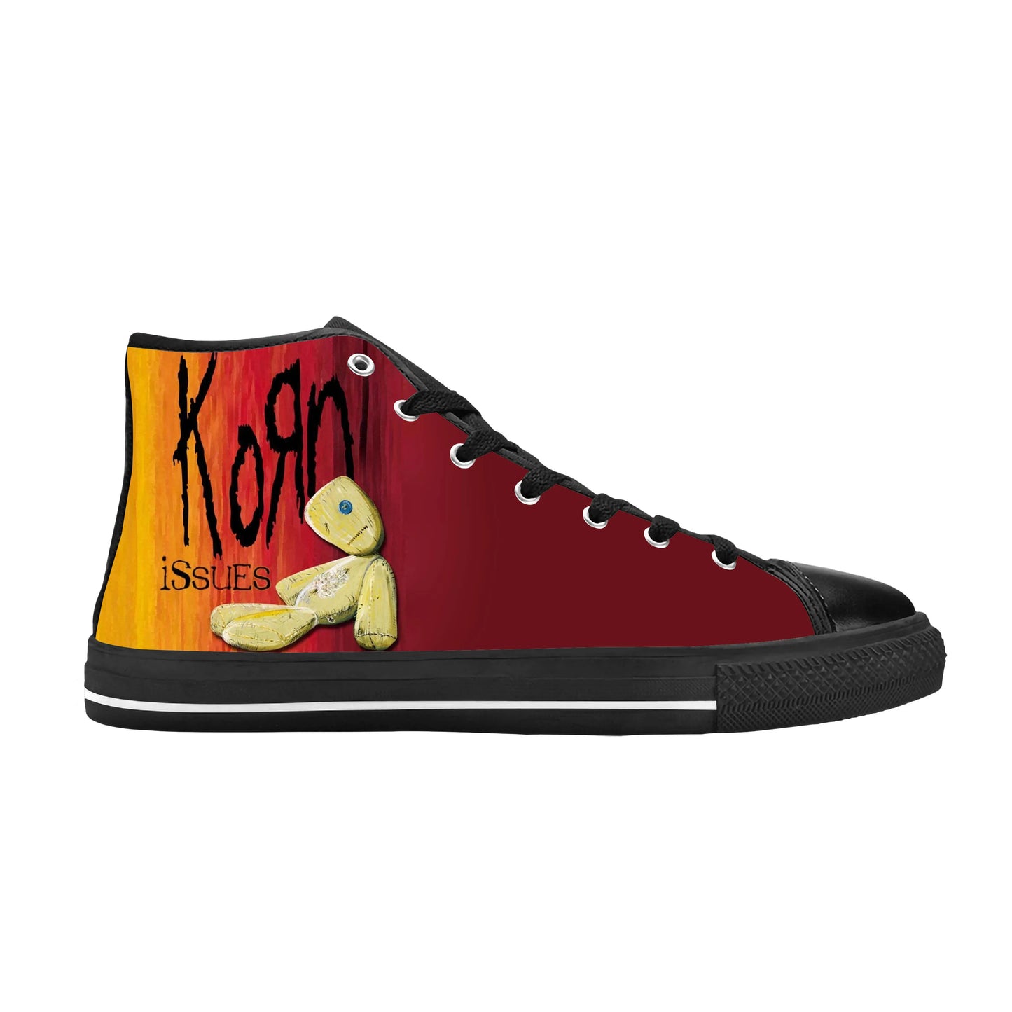 Korn 3D Print High Top Sneakers – Metal Rock Band Canvas Shoes for Men & Women | Comfortable, Breathable, and Stylish - Premium shoes from Lizard Vigilante - Just $48.88! Shop now at Lizard Vigilante