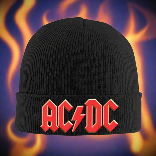 AC⚡️DC Knitted Beanie – Warm Winter Hat for Heavy Metal Fans, Unisex Hip Hop Style - Premium unisex beanie from Lizard Vigilante - Just $19.88! Shop now at Lizard Vigilante