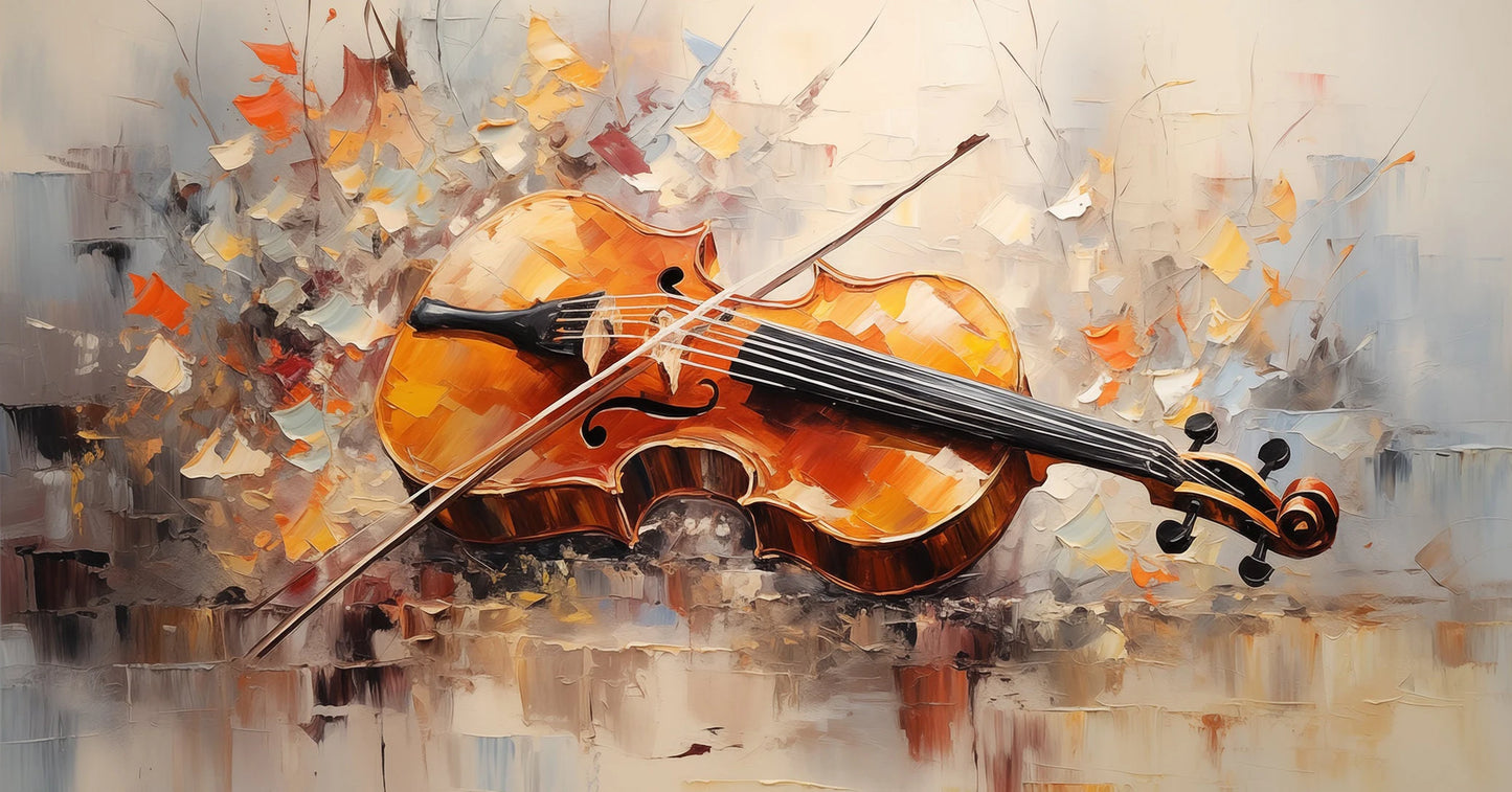 Abstract Riot Symphony Canvas Violin Piano Drums Cello Guitar Retro Music Wall Art Print