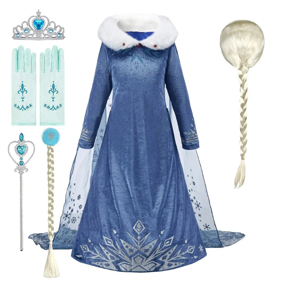 Children Snow Queen Costume – Elsa Cosplay Dress for Girls - Premium Cosplay Costumes from Lizard Vigilante - Just $19.88! Shop now at Lizard Vigilante