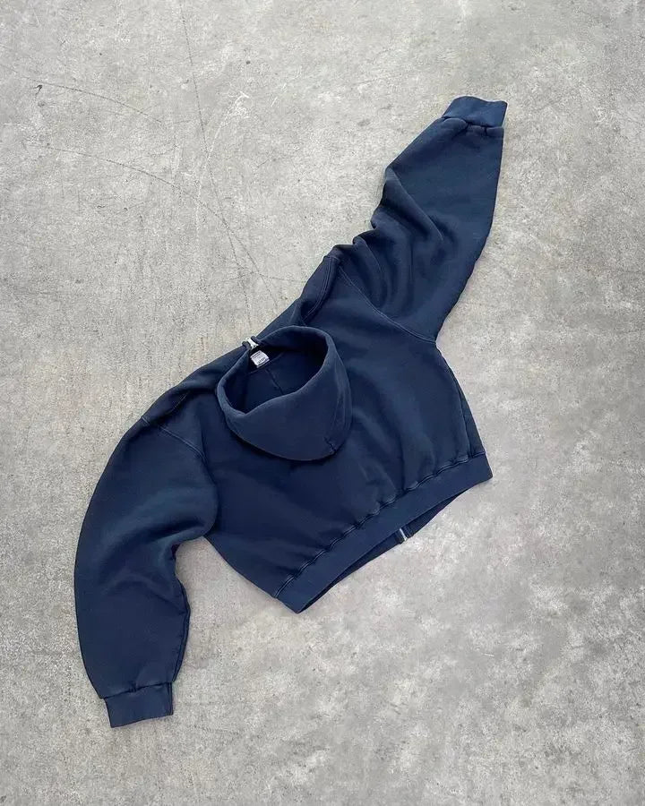 Electric Blue Anarchy Hoodie – Y2K Harajuku Letter Print Zip-Up for Men & Women, Street Royalty Edition