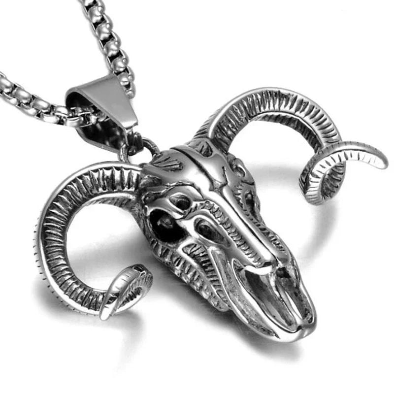 Vintage Lucifer Demon Ram Necklace – Gothic Satanic Pendant for Men – Eye of Truth Punk Party Jewelry - Premium pendant from Lizard Vigilante - Just $16.66! Shop now at Lizard Vigilante