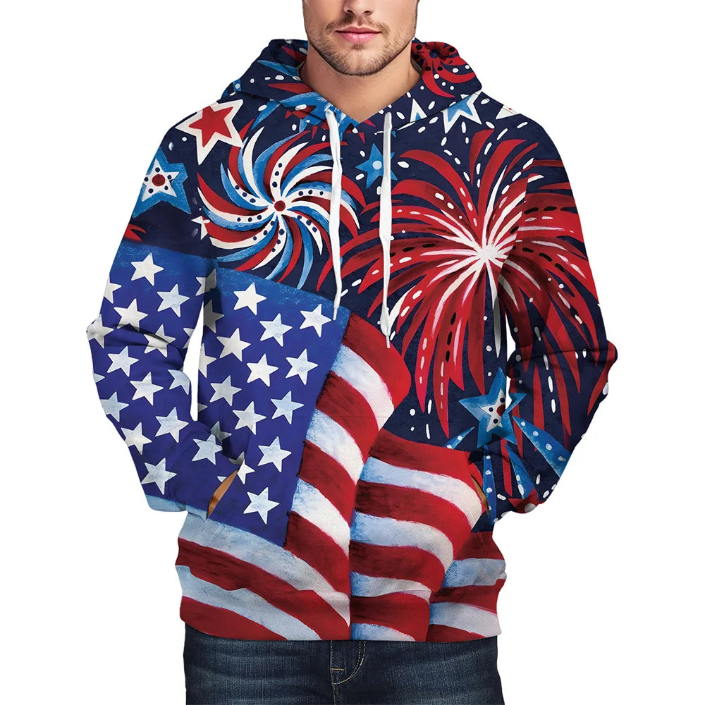 Limited Edition: American Flag Fireworks & Freedom Hoodie - Premium Long-sleeve hoodie from Lizard Vigilante - Just $49.99! Shop now at Lizard Vigilante