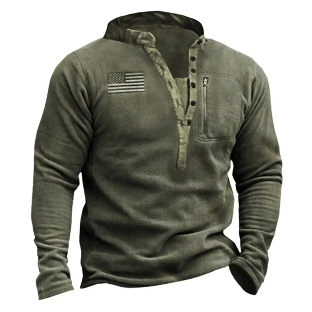 American Flag Men's Sweatshirt Retro USA Style V Neck Zipper Fleece Sweatshirt Casual Training Hoodie Sports Sweatshirt - Premium Sweatshirt from Lizard Vigilante - Just $42.99! Shop now at Lizard Vigilante