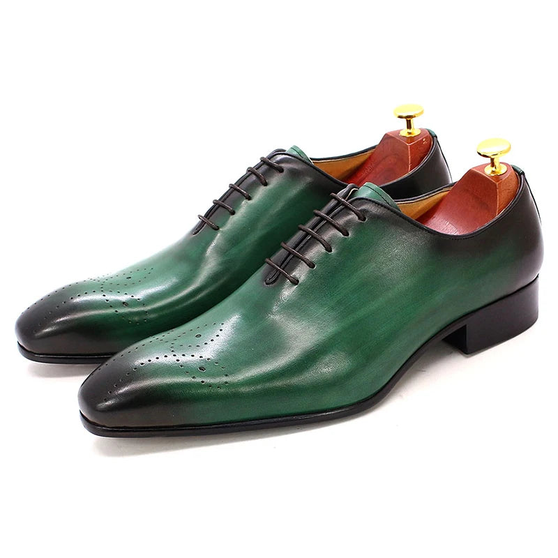 Felix Chu Men's Oxford Genuine Leather Shoes | Whole Cut Pointed Toe Lace-Up Formal Dress Shoes | Perfect for Business & Weddings - Premium flats from Lizard Vigilante - Just $88.88! Shop now at Lizard Vigilante