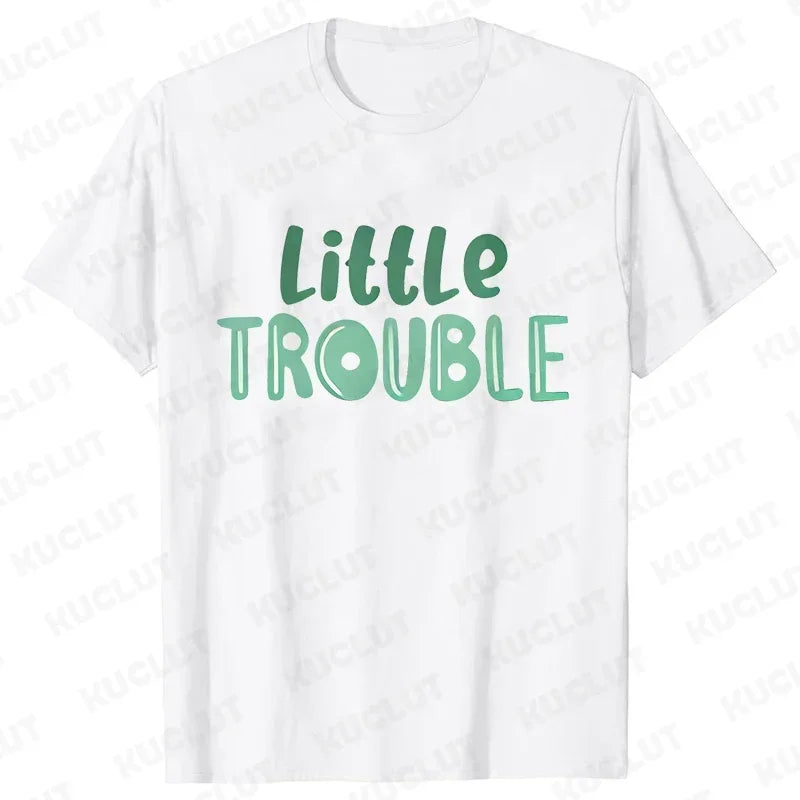 Big Trouble Little Trouble Father & Son/Daughter Matching T-Shirt – Funny Graphic Y2K Tops - Premium T-Shirt from Lizard Vigilante - Just $18.88! Shop now at Lizard Vigilante