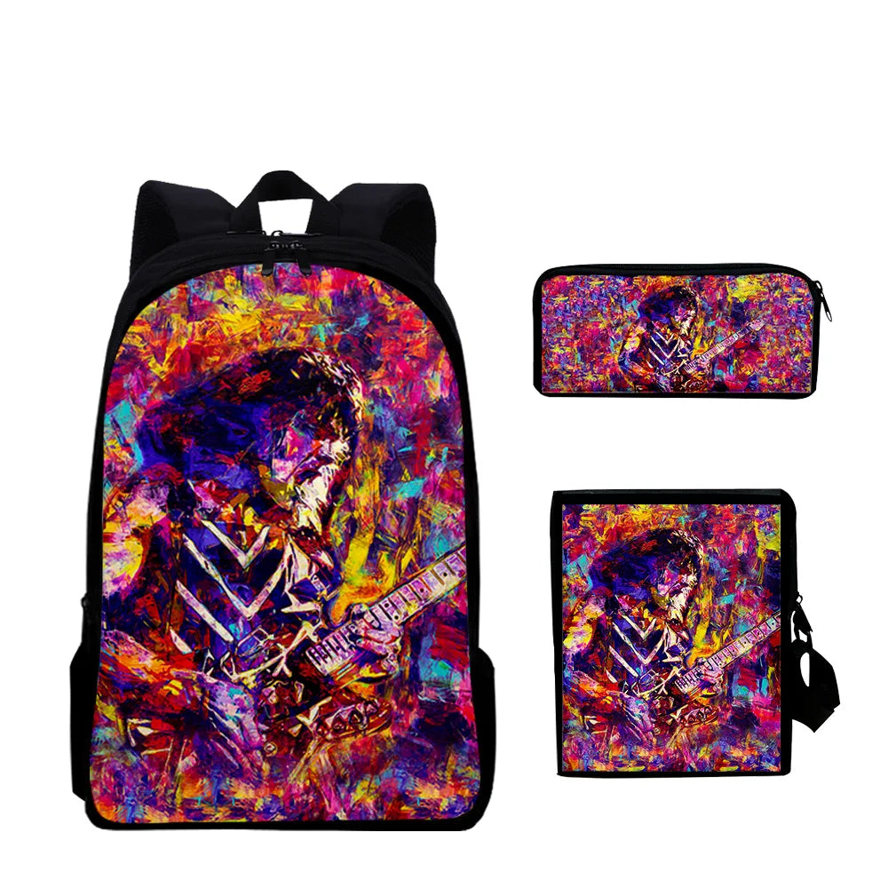 Eddie Van Halen 3pcs/Set 3D Print Student Travel bags Laptop Daypack Backpack Shoulder Bag Pencil Case - Premium backpack from Lizard Vigilante - Just $34.99! Shop now at Lizard Vigilante