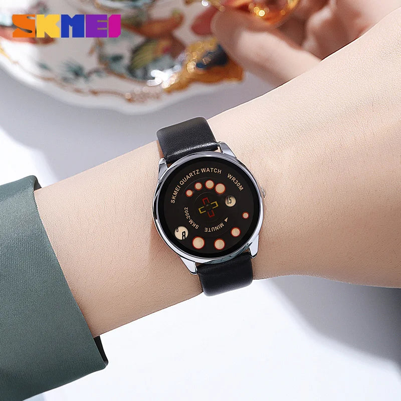 SKMEI Relogio Feminino New Creative Time Display Quartz Women Watches Top Brand Luxury Leather Bracelet Hour Ladies Wristwatch - Premium  from Lizard Vigilante - Just $19.99! Shop now at Lizard Vigilante