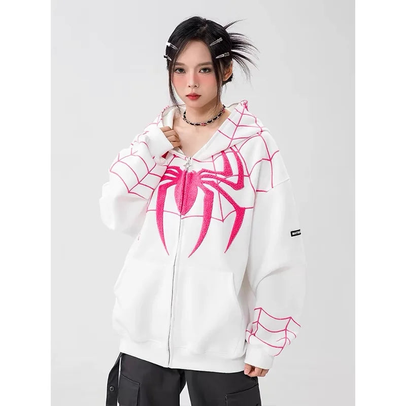 Gothic Embroidery Hoodies Y2K Anime Casual Loose Sweatshirt - Premium Sweatshirt from Lizard Vigilante - Just $48.88! Shop now at Lizard Vigilante