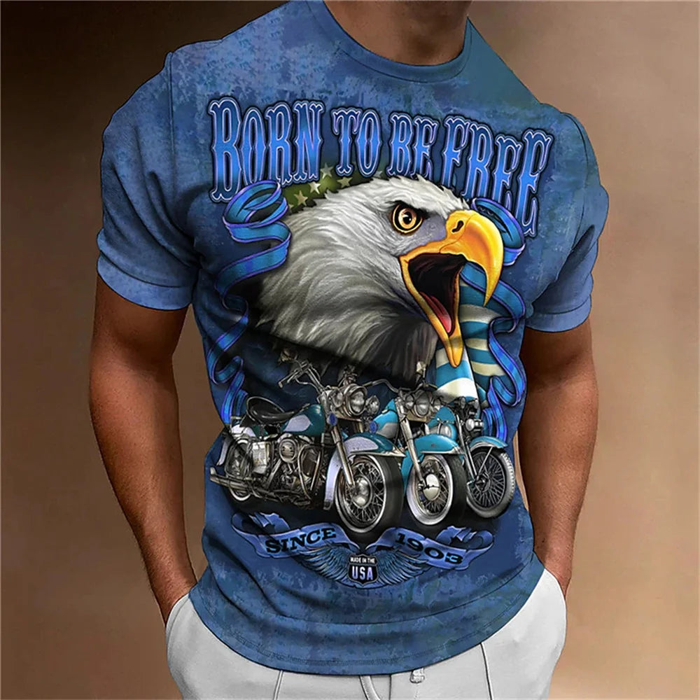 Eagle Motorcycle Retro T-Shirt | Vintage Bike Tee - Premium T-Shirt from Lizard Vigilante - Just $22.99! Shop now at Lizard Vigilante