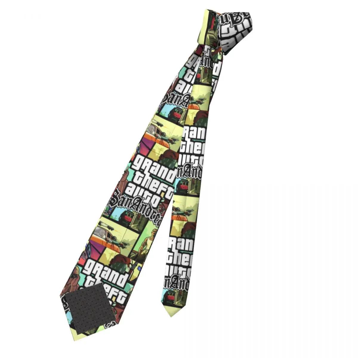 Grand Theft Auto Necktie San Andreas Fashion Neck Tie Men Silk GTA Video Game Neckties for Party Gravatas - Lizard Vigilante