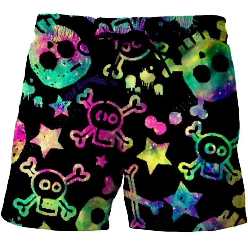 Funny Skull 3D Printed Skeleton Head Hawaiian Beach Shorts Hip Hop Goth Skeleton Graphic Gothic Short Pants for Men Vacation Boy Swim Trunks Swimmer Trousers - Premium  from Lizard Vigilante - Just $24.99! Shop now at Lizard Vigilante