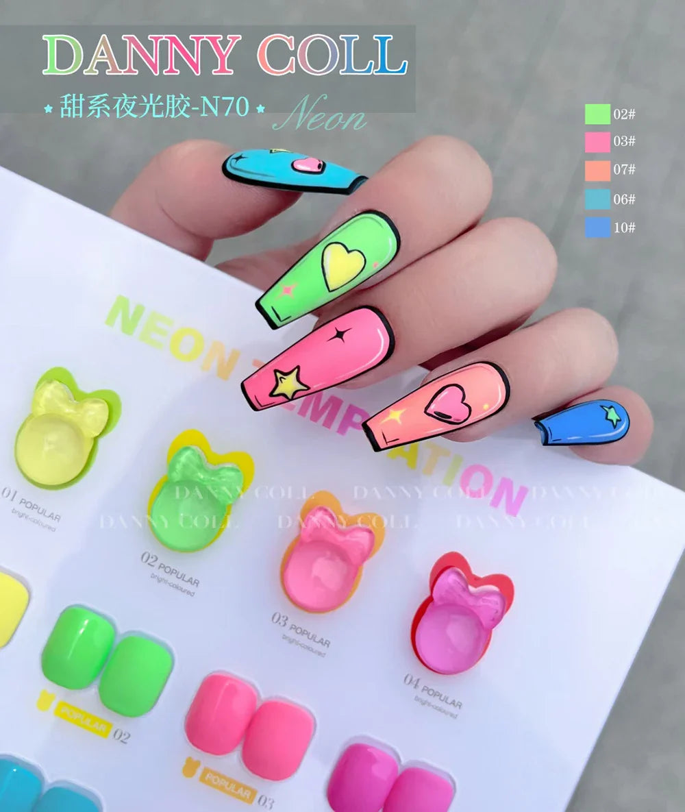 Fluorescence Lacquer Nail Polish Gel UV&LED Fluorescent Gel Semi-permanent Varnish Soak Off Gel Polish12 Colors/set
