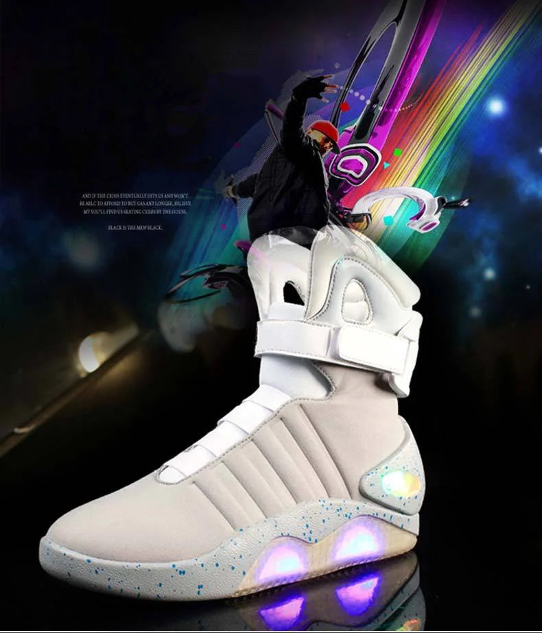 UncleJerry Men Boots Back to Future Adult USB Charging LED Shoes with Remote Control for Men and Women Boots for Party Mag - Premium  from Lizard Vigilante - Just $120.99! Shop now at Lizard Vigilante