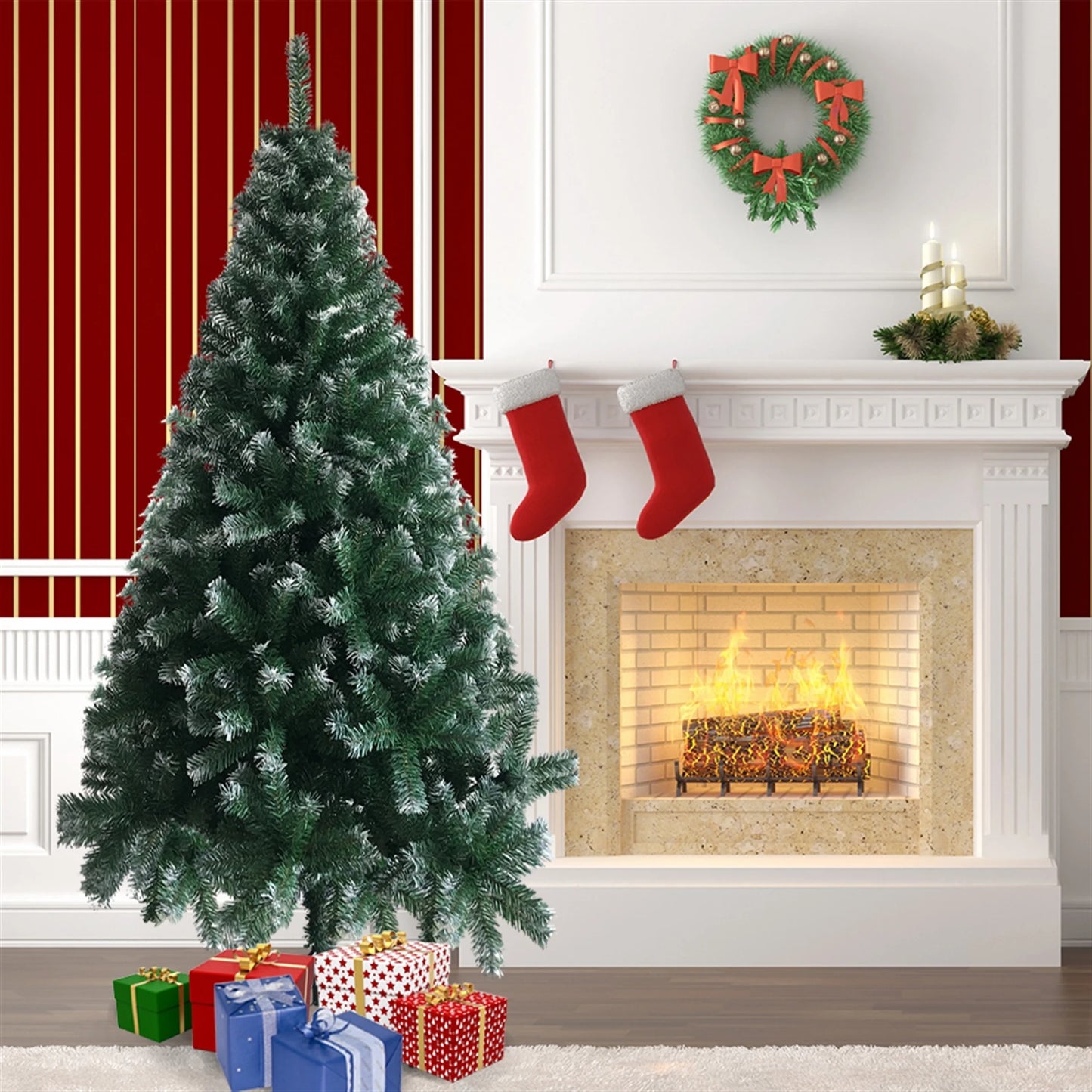 6FT Snowy White Christmas Tree with Sturdy Iron Base - 650 Branches for Indoor Holiday Decor by Lizard Vigilante - Premium xmas tree from Lizard Vigilante - Just $99.99! Shop now at Lizard Vigilante