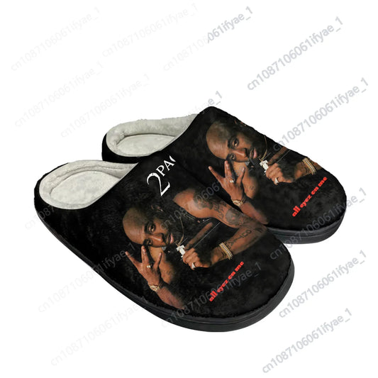 2Pac "All Eyez on Me" Home Slippers – Plush Cotton Sandals for Men and Women | Tupac Inspired Casual Warm Winter Shoes - Premium slippers from Lizard Vigilante - Just $29.99! Shop now at Lizard Vigilante