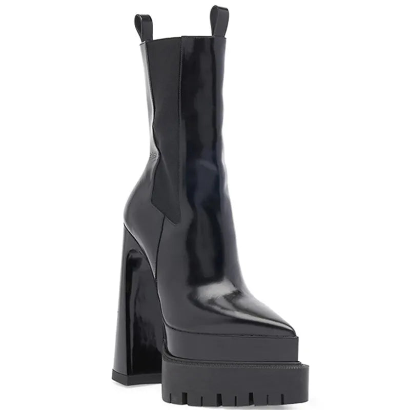 ASUMER 2024 Slip-On Thick High Heels Boots - Premium boots from Lizard Vigilante - Just $188.88! Shop now at Lizard Vigilante