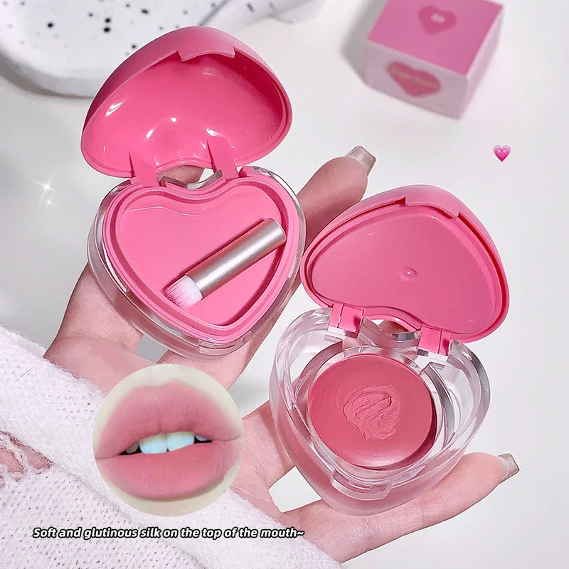 Gegebear Heart-Shaped Lip and Cheek Balm — Fine-Milled, Soft Matte Finish with Delicate Pink Tones for a Blushing Look