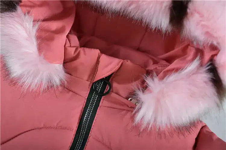 4 Color Big Size Winter Keep Warm Long Style Girls Jacket Teenage Thick Heavy Cold-proof Hooded Windbreaker Coat For Kids