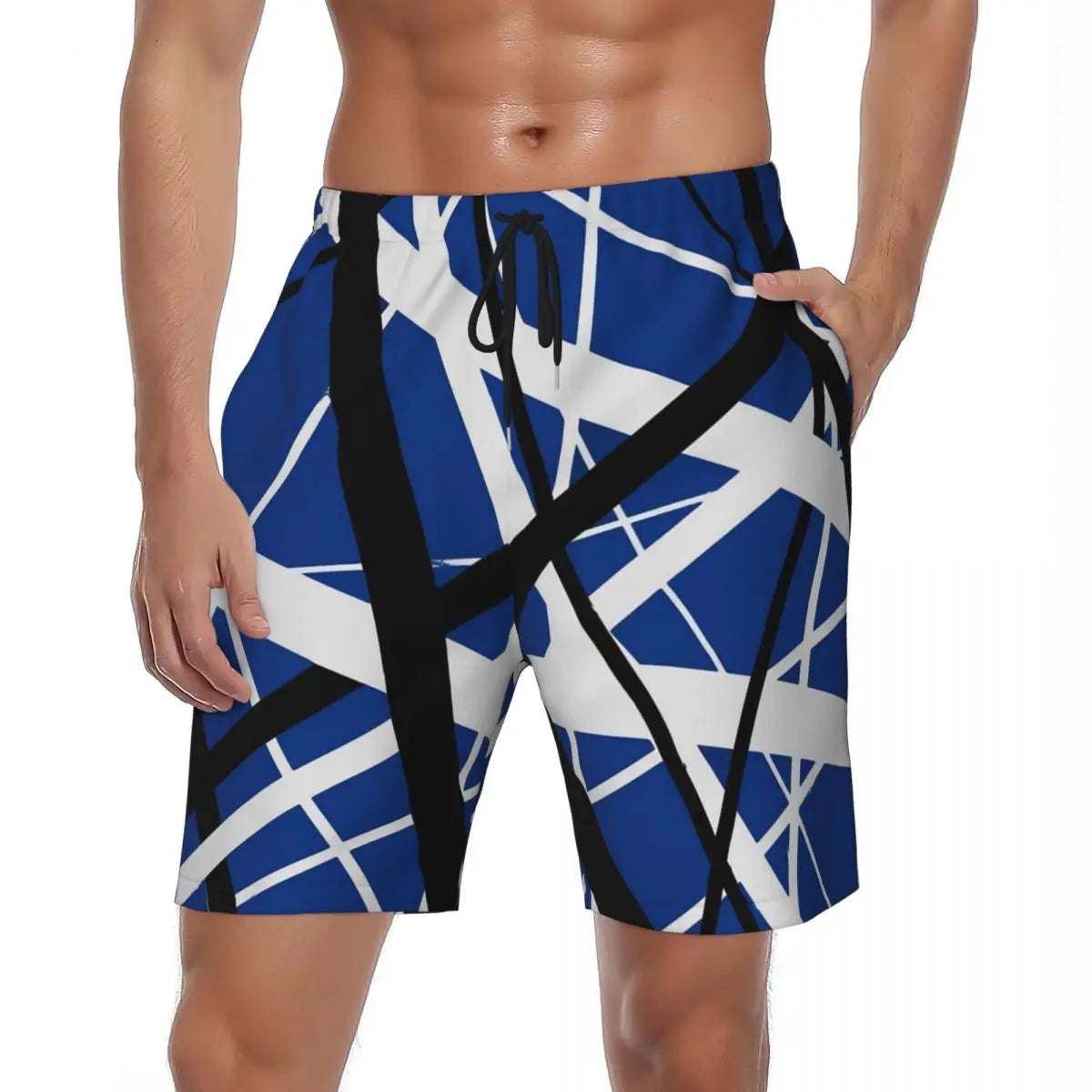 Van Halen Summer Stripes Gym & Swim Shorts – Fast-Dry Digital Print Board Shorts for Men’s Beach Adventures - Premium shorts from Lizard Vigilante - Just $38.88! Shop now at Lizard Vigilante