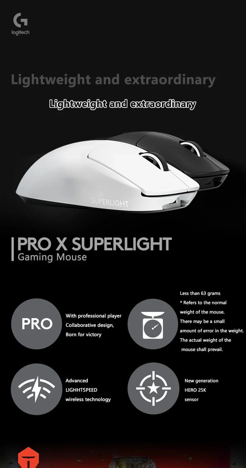 Logitech G PRO X Superlight Wireless Gaming Mouse 16K DPI Sensor Pink Wireless Gaming Mouse 25K HERO Mechanical Gaming Mouse