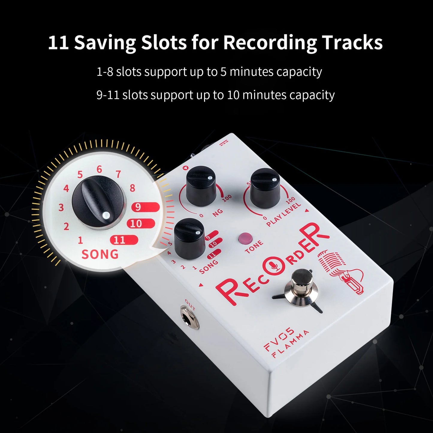 FLAMMA FV05 Recorder Vocal Guitar Effects Pedal 70 Minutes Recording Capacity Noise Gate & Reverb Effects for the Vocal