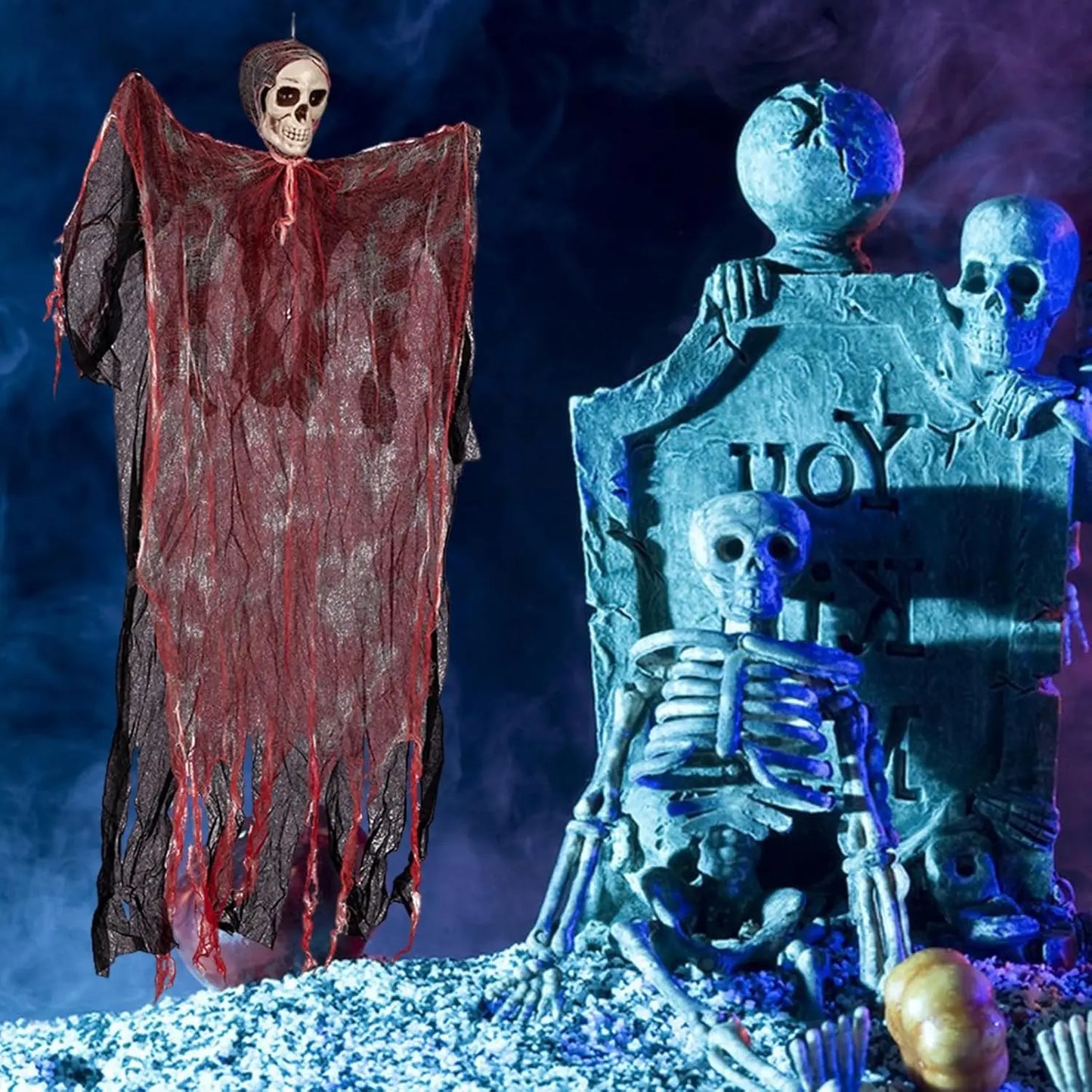 Horror Skull Ornaments Halloween Outdoor Haunted House Yard Decor Corpse Death Prop Skull Ghost Pendant Halloween Party Supplies