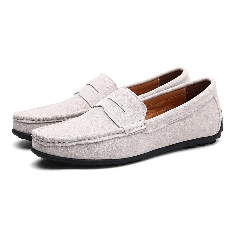 Suede Leather Designer Luxury Brand Smile Mens Casual Formal Loafers Slip On Moccasin Flats Footwear Male Driving Shoes for Men - Premium Shoes from Lizard Vigilante - Just $48.88! Shop now at Lizard Vigilante