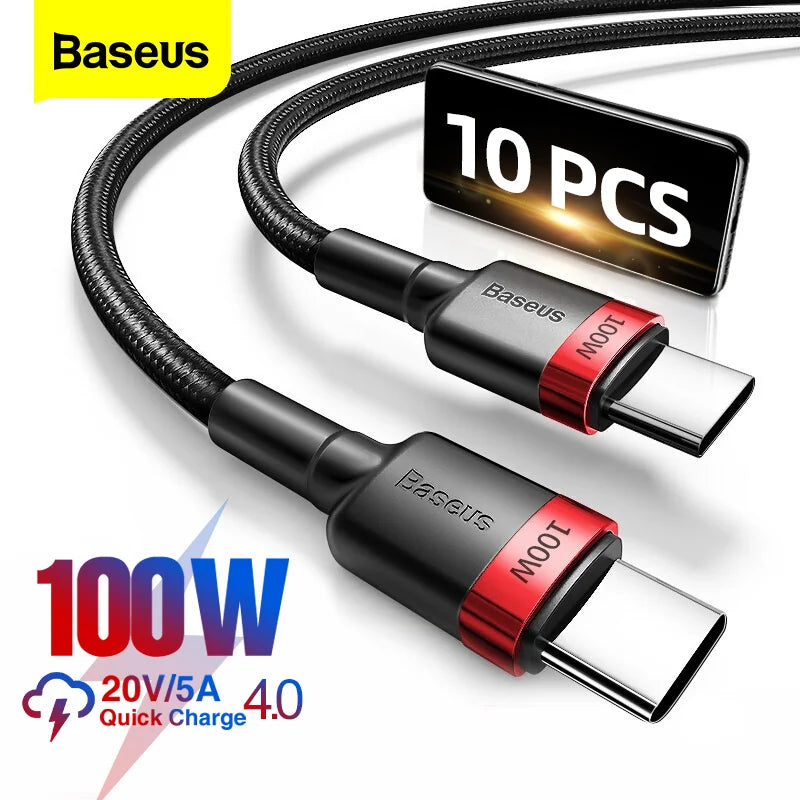 Baseus 100W USB-C to USB-C PD Fast Charging Cable – 5A Quick Charge 3.0 for MacBook, Samsung, Xiaomi, and More (2M) - Premium cable from Lizard Vigilante - Just $49.99! Shop now at Lizard Vigilante