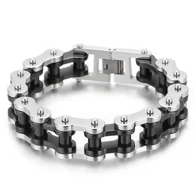 Titanium Riot Chain Biker Bracelet — Rainbow & Blue Heavy Punk Edition
