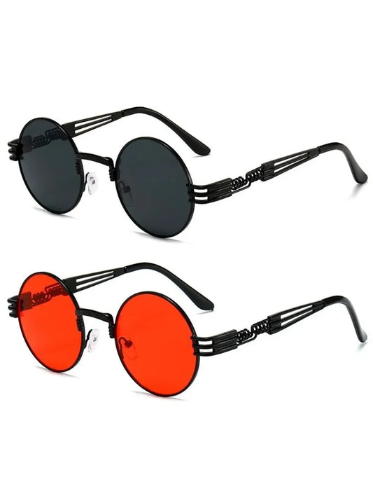 Gothic Red Steampunk Sunglasses - Vintage Metal Round Sun Glasses UV400 Protection - Premium sunglasses from Lizard Vigilante - Just $22.88! Shop now at Lizard Vigilante