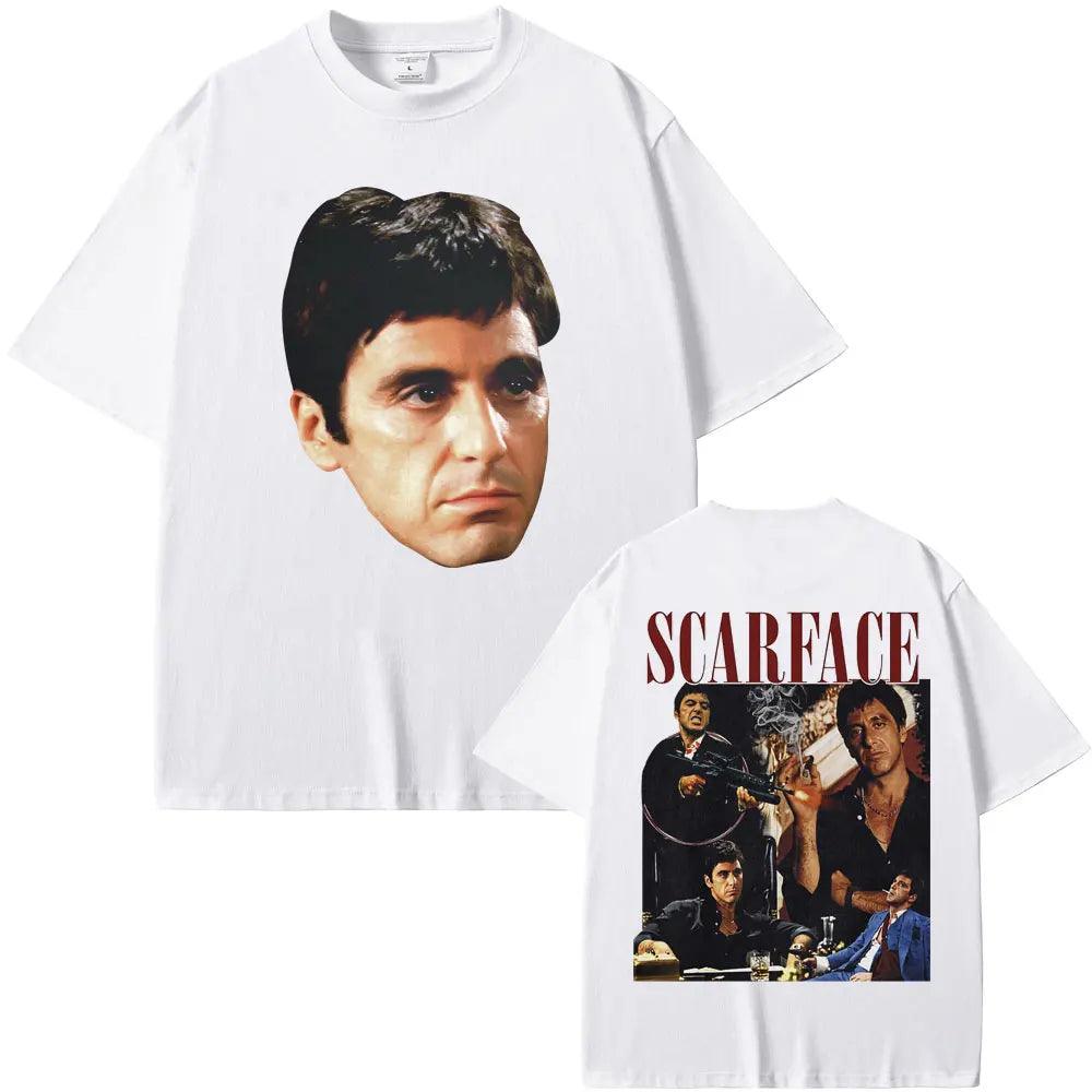 Scarface Al Pacino As Tony Montana T-shirts Graphic Print Men Hip Hop Rock T Shirts Male Oversized T Shirt - Premium T-Shirt from Lizard Vigilante - Just $23.99! Shop now at Lizard Vigilante