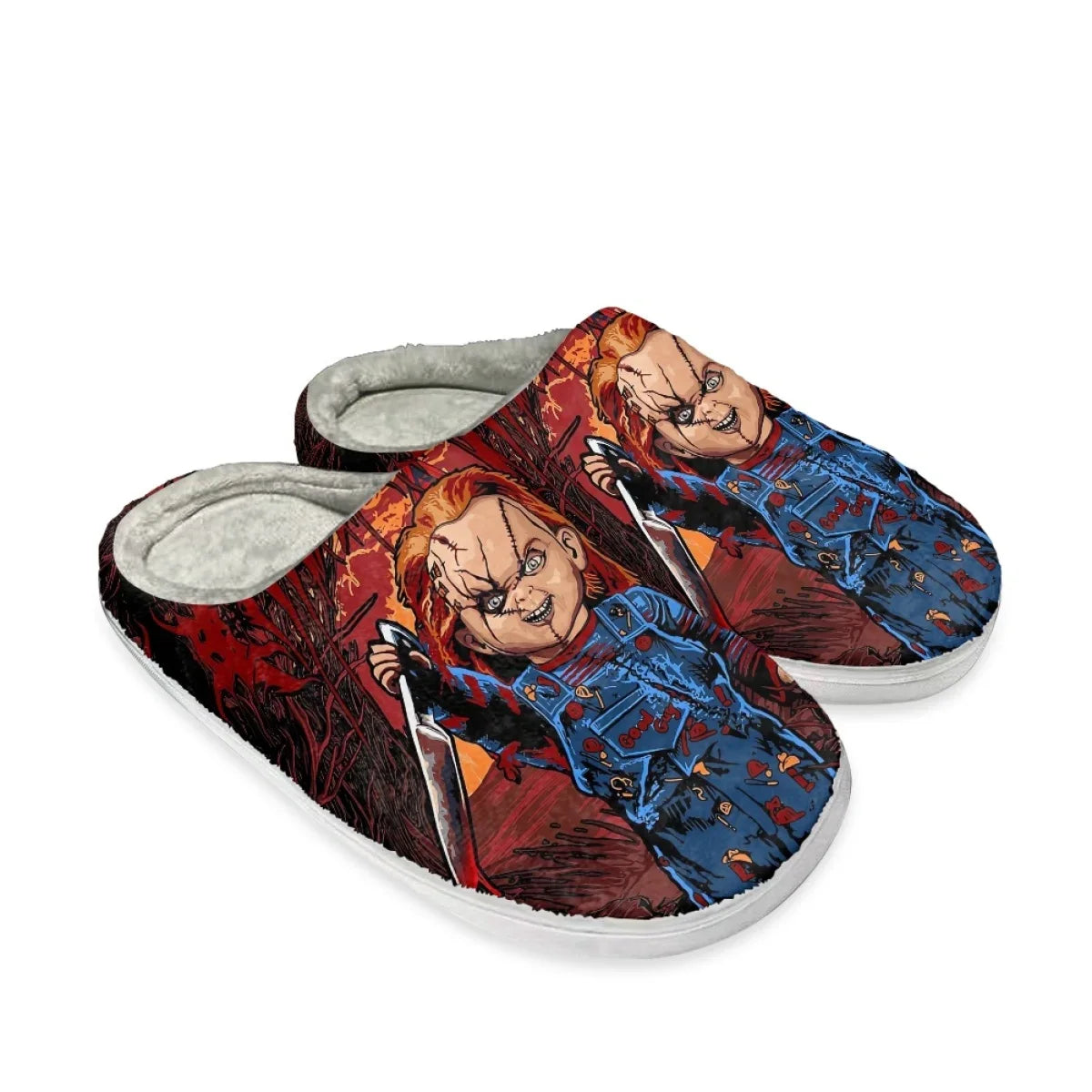 Horror Movie Killer Chucky™ Ladies Round Toe Plush Home Slippers – Cozy, Creepy, and Comfortably Warm - Premium slippers from Lizard Vigilante - Just $32.32! Shop now at Lizard Vigilante