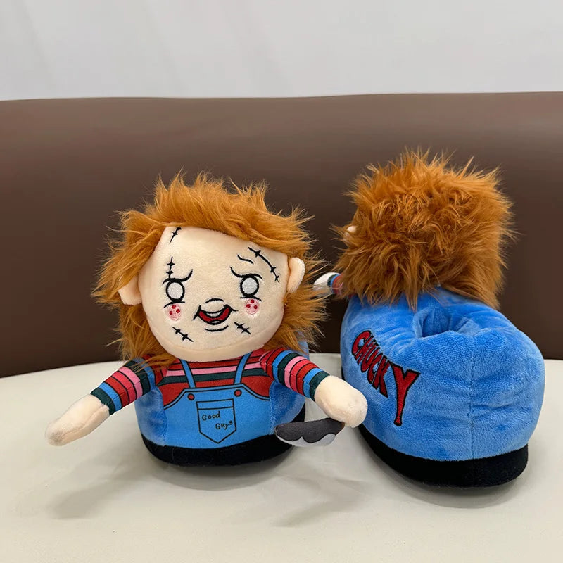 Highland Cow Halloween Michael Myers & Chucky Plush Slippers – Soft Horror Themed House Shoes - Premium slippers from Lizard Vigilante - Just $33.33! Shop now at Lizard Vigilante