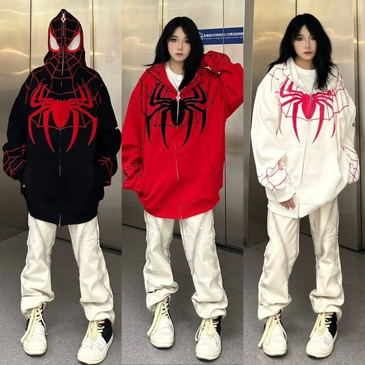 Marvel Spider-Man Embroidery 3D Digital Printing Hooded Zipper Sweatshirts | Fashion Hip-Hop Cosplay Hoodie for Men & Women - Premium Hoodie from Lizard Vigilante - Just $43.88! Shop now at Lizard Vigilante