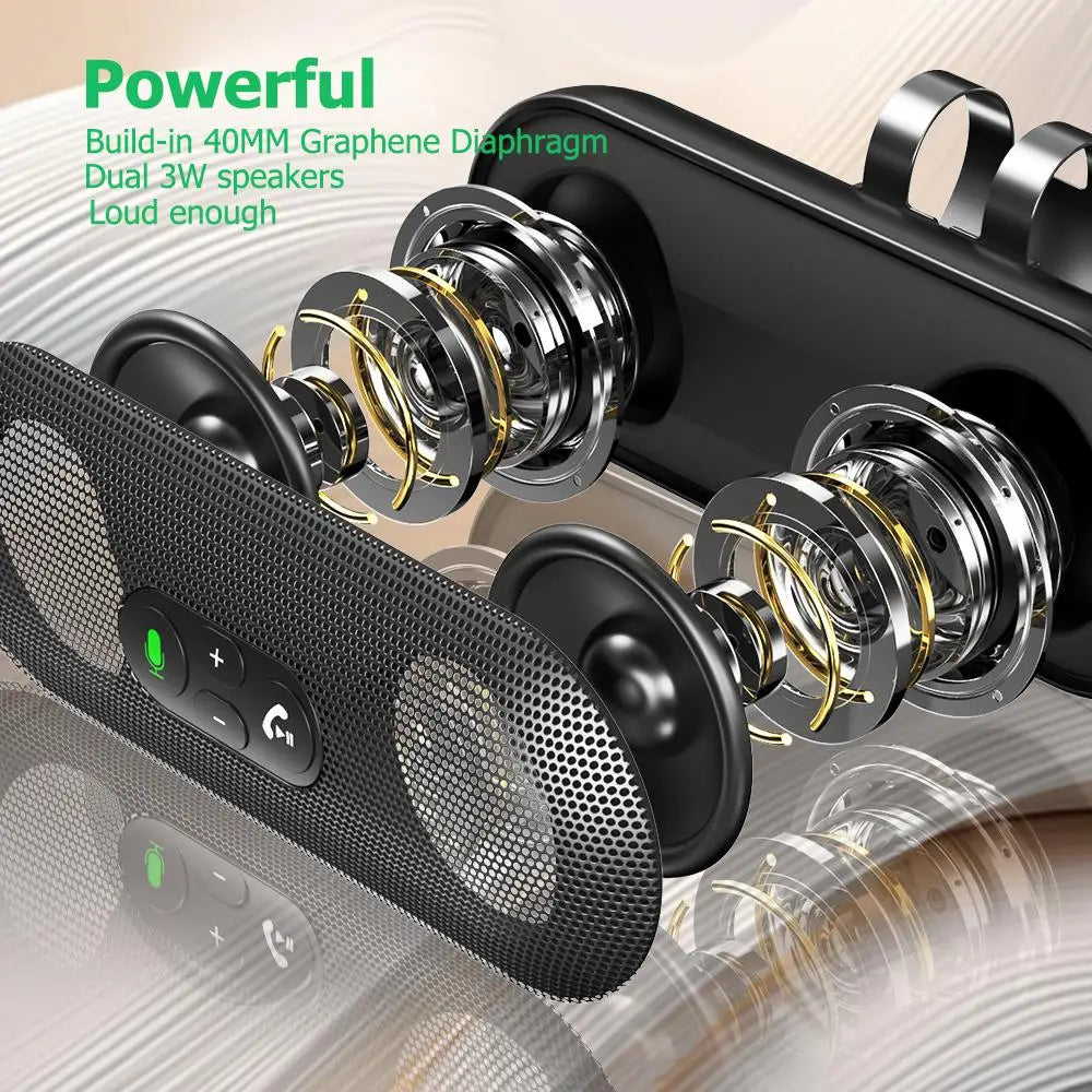 Bluetooth 5.4 Speaker Handsfree Car Kit Sun Visor Clip Wireless Audio Receiver Speakerphone Loud Music Player Dual Microphone