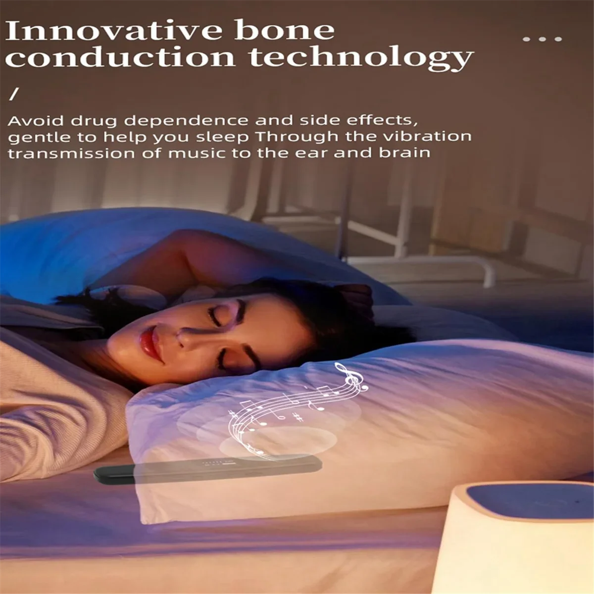 Bluetooth Wireless Bone Conduction Speaker Under Pillow Bluetooth Speaker White Noise Sound for Sleep Black