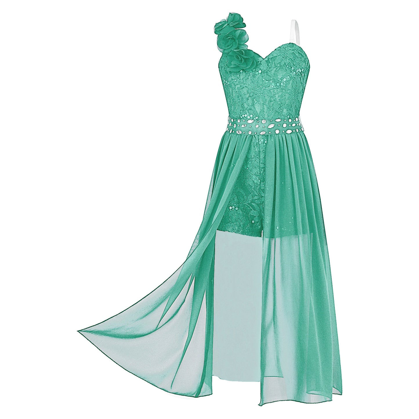 Girls Elegant Party Dress – Sequin Beaded Asymmetrical Gown with Lace Chiffon Overlay, Birthday, Wedding, Prom Pageant Dress - Premium dress from Lizard Vigilante - Just $34.99! Shop now at Lizard Vigilante