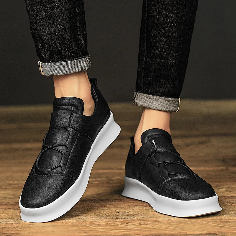 Italian Handmade Luxury Leather Casual Shoes – High-Quality Men's Slip-On Sneakers for Spring & Autumn - Premium shoes from Lizard Vigilante - Just $76.66! Shop now at Lizard Vigilante