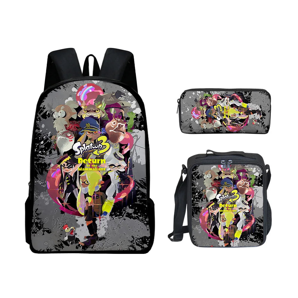 Splatoon 3 Hip-Hop 3D Printed Backpack Set – Trendy 3-Piece Student School Gear with Lunch Bag & Pencil Case - Premium backpack from Lizard Vigilante - Just $46.88! Shop now at Lizard Vigilante