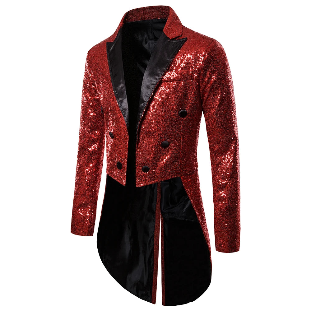 Men's Sequin Button Tuxedo Blazer – Stylish Coat for Weddings and Celebrations - Premium blazer from Lizard Vigilante - Just $53.88! Shop now at Lizard Vigilante